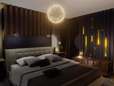 Modern luxurious bedroom 3D model