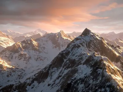 Mountain Winter and Summer Low-poly 3D model