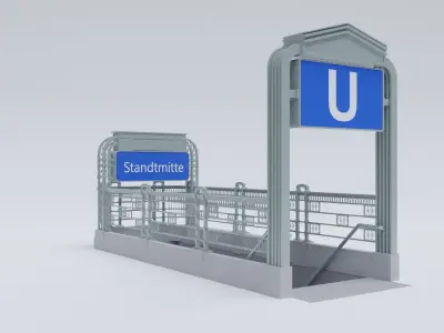  German Berlin Subway Entrance 3D model