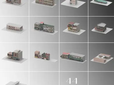 44 Traditional Taiwanese Housing  Low-poly 3D model