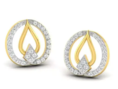 Gold Diamond Women Earring 3D print Model 3D print model 118