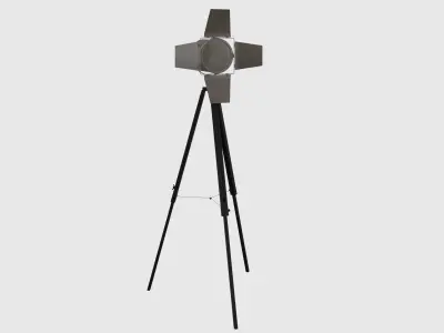 Floor lamp retro spot light on tripod 3D model