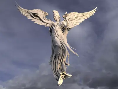 Grand Angel wall sculpture wing wide 3D model