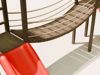 Playground castle with a slide Low-poly 3D model