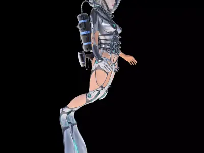 FUTURISTIC FEMALE DIVER Low-poly 3D model
