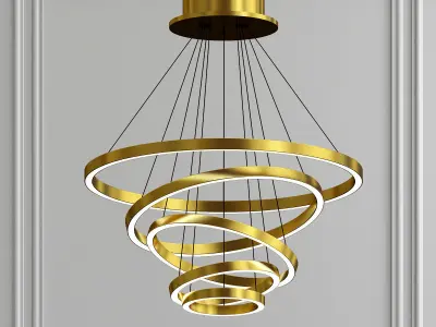 Large Rings led Chandelier 3D model