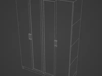 Cabinet with mirrors Low-poly 3D model