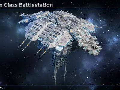 Verdun Space Battle Station Low-poly 3D model