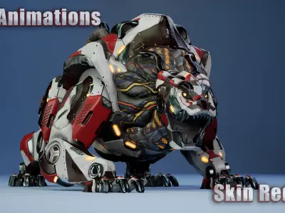 SciFi Grizzly Low-poly 3D model