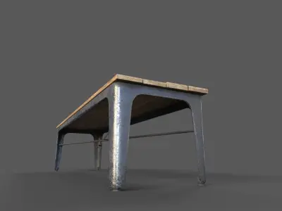 Old Street Bench Low-poly 3D model