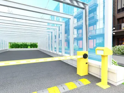 City Block with Parking and Electric Chargers 3D model