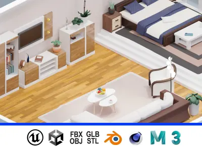 Room 32 Low-poly 3D model