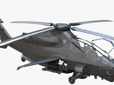  Bell 360 Invictus Helicopter with Pilot Rigged for Maya 