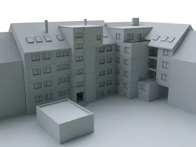 Apartment multi-story Building Low-poly  3D model