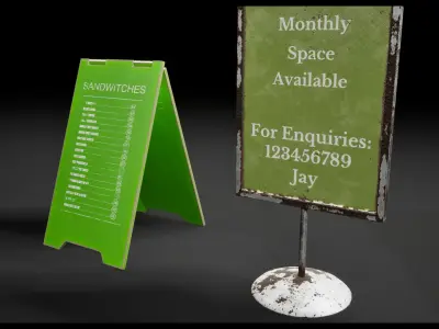 Post Apocalyptic Floor Signs Low-poly 3D model