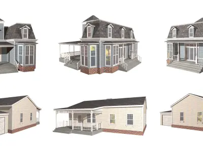 COLLECTION OF HOUSES Low-poly 3D model
