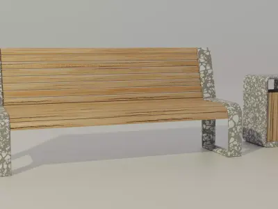 Bench and urn 2 3D model