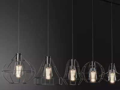 Lamp collection gold chandelier with four lights 3D model