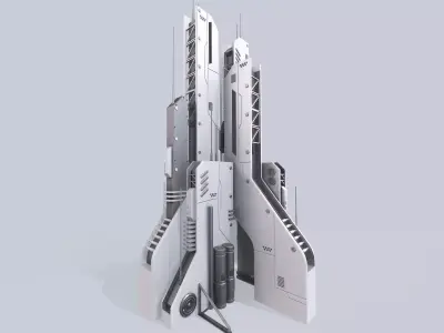 Futuristic building Low-poly 3D model buy