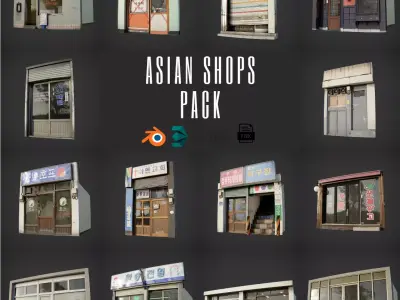 Asian Shop Pack 3D model