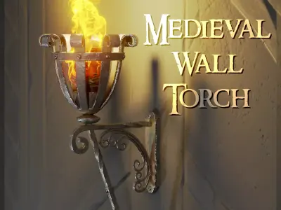 Medieval Iron Wall Torch - Game Ready Low-poly 3D model