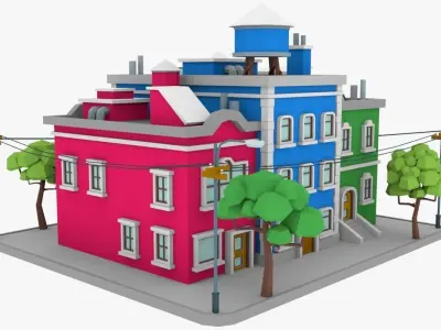 LowPoly City Block04 Low-poly 3D model