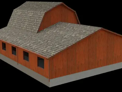 Barn Cottage Low-poly 3D model