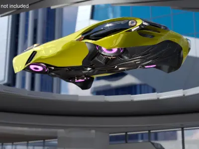  Futuristic Flying Vehicle Yellow 