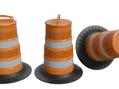 Traffic Barrier Set Low-poly 3D model