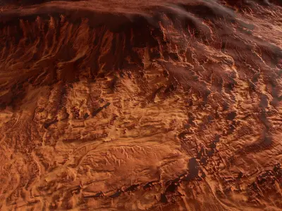 Mars Planet Landscape Desert Mountain Cliffs PBR Low Poly 02 Low-poly 3D model