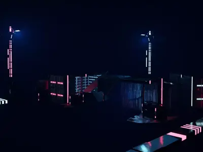 Cyberpunk City Street Asset Set  Low-poly 3D model