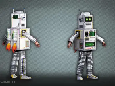 Space Cardboard Boy Low-poly 3D model