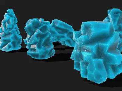 Mountain ice Rocks - PBR Pack 12 Low-poly 3D model