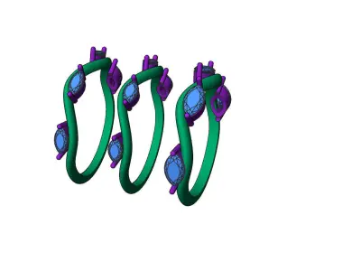 Wavy Rings triple stylish Free 3D print model