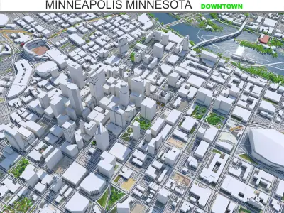 Minneapolis Downtown Minnesota USA Low-poly 3D model