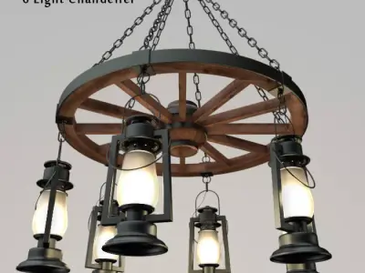 Pioneer Series 6 Light Chandelier 3D model