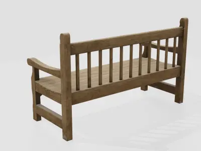 Old Wooden Bench - PBR Low-poly 3D model