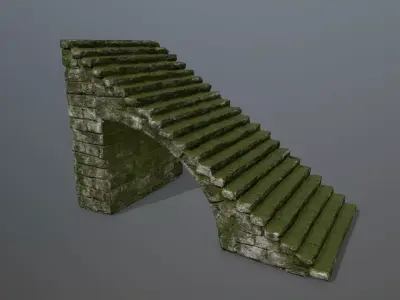 stairs stone wall Low-poly 3D model