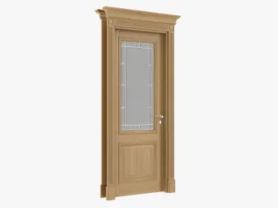 Door classic with glass 01 3D model