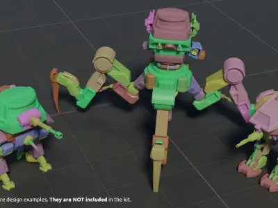 Mecha Kitbash Low-poly 3D model