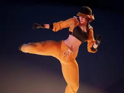 Street Fighter Girl Low-poly 3D model