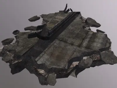 Overpass Damage Low-poly 3D model