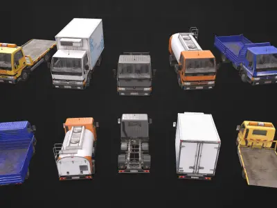 Light Truck Collection Low-poly 3D model