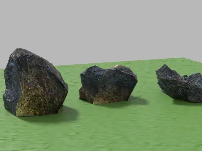 game ready stones three rocks Low-poly 3D model