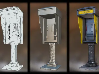 Old Local Phonebooth Low-poly 3D model