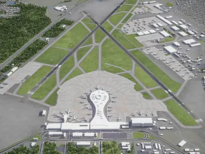 Moscow - Vnukovo International Airport - VKO Low-poly 3D model