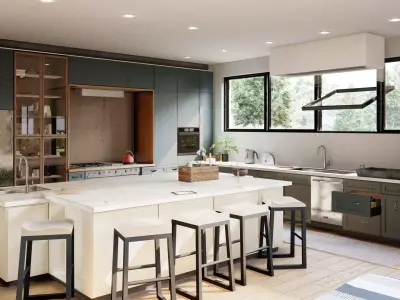 Open Velvet Green Kitchen Model Free 3D print model