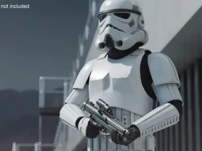  Star Wars Imperial Stormtrooper Holding Blaster Dirty Armor Stand Pose 