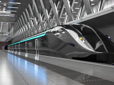  Subway Transport Tunnel with Internal Train 