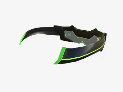SciFi Glasses F03 Black Green - Character Design Fashion Low-poly 3D model